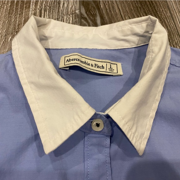 Abercrombie Poplin Dress shirt white-collar button down (Size L) - Picture 1 of 4